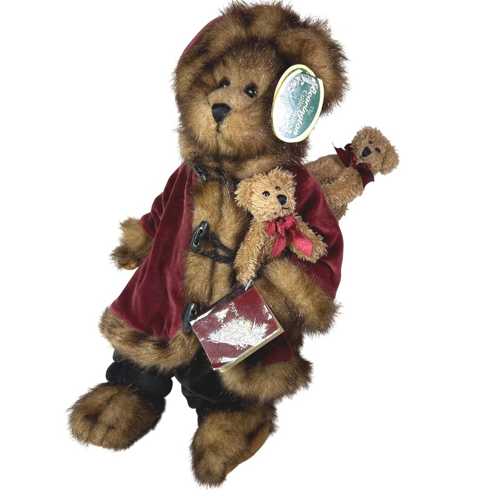 Bearington Collection Papa Christmas‎ Teddy Bear 1340 Burgundy Velvet Coat 16in